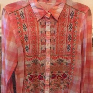 Johnny Was embroidered button up